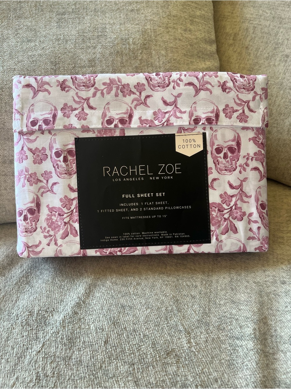 NWT Rachel Zoe Gothic Floral Skull Full Sheet Set